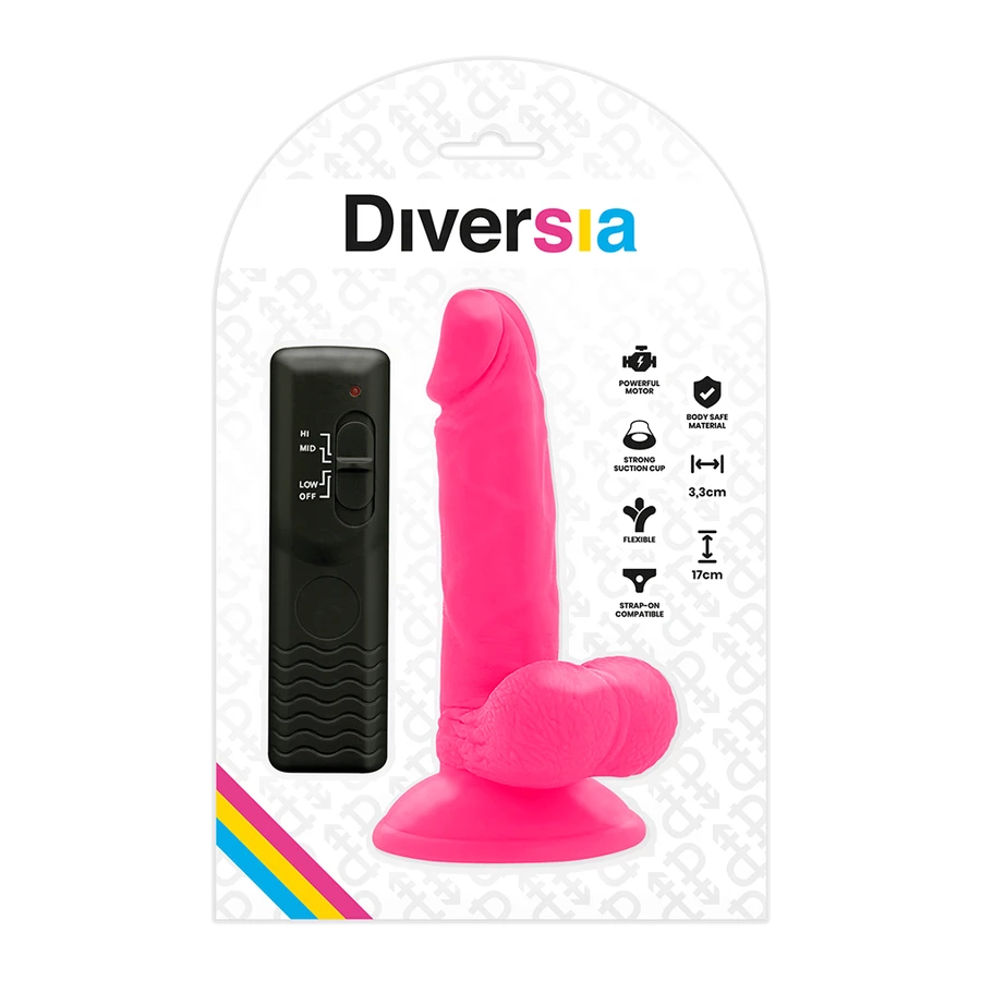 DIVERSIA - DILDO VIBRANTE FLESSIBILE 17 CM - ROSA